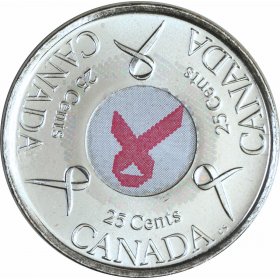 2004-P Canadian 25-Cent Remembrance Poppy Coloured Quarter Coin